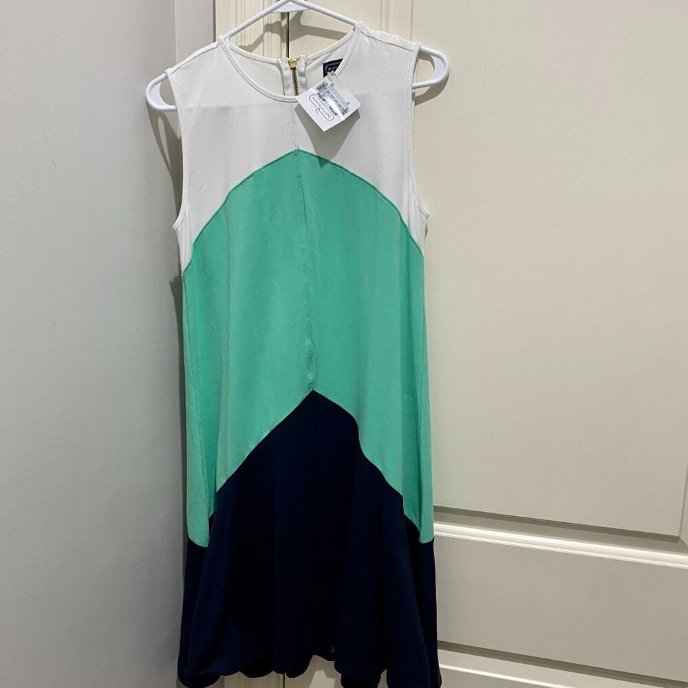 Women's Duffield Lane Corey Dress in White/Julep, Navy Colorblock